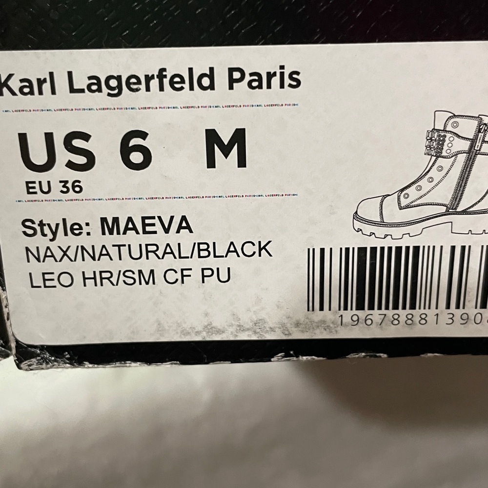 Karl Lagerfeld Leopard Chunky Strap Combat Lug Sole Boot Sz 8.5, 6 BNWB - Picture 11 of 11